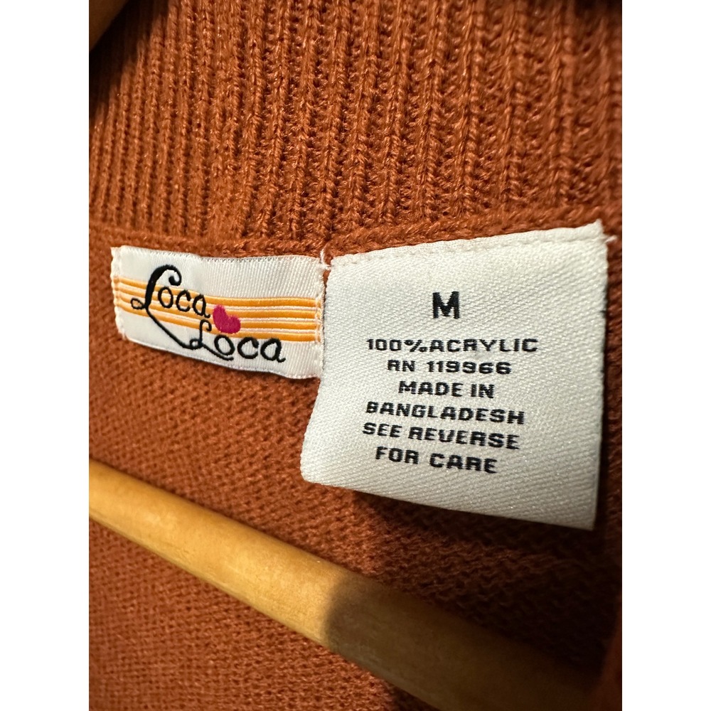 Y2K Rust Cropped Button Cardigan Womens M Retro Secretary Indie Sleaze - Picture 2 of 7